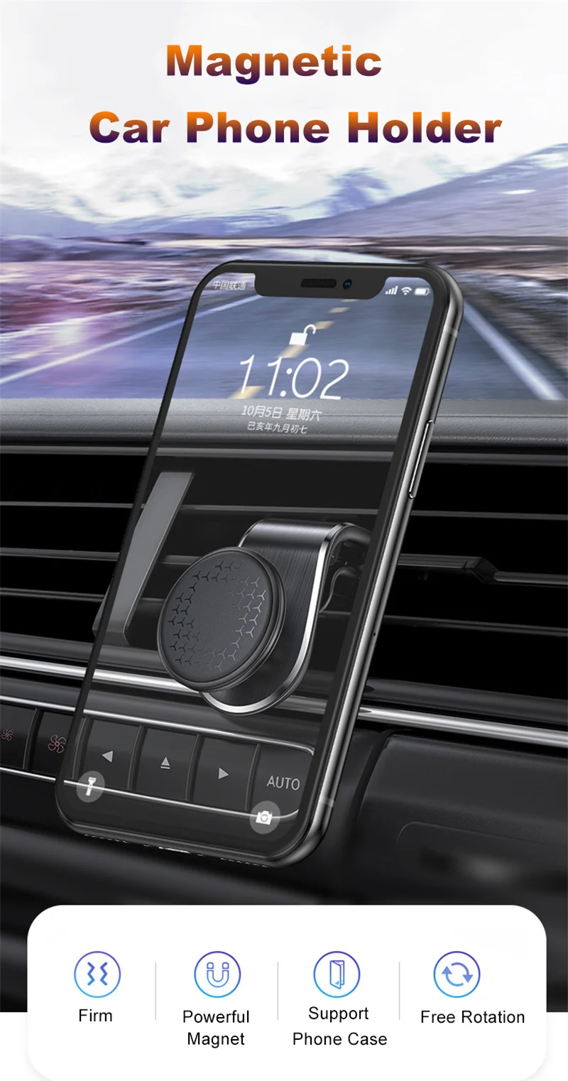Magnetische Auto-Handyhalterung Lüftungsschlitz-Magnet-Autohalterung GPS Smartphone-Halterung für iPhone Samsung Xiaomi – Detail 1