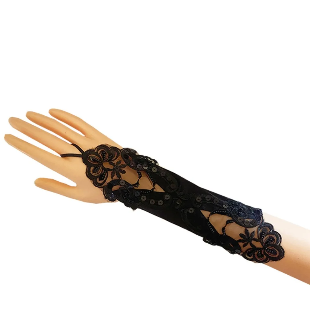Hot Sale Party Dress Lace Gloves Sexy Rhinestone Wedding Bridal Gloves Clothing Accessories Elegant Evening Prom Decor Party
