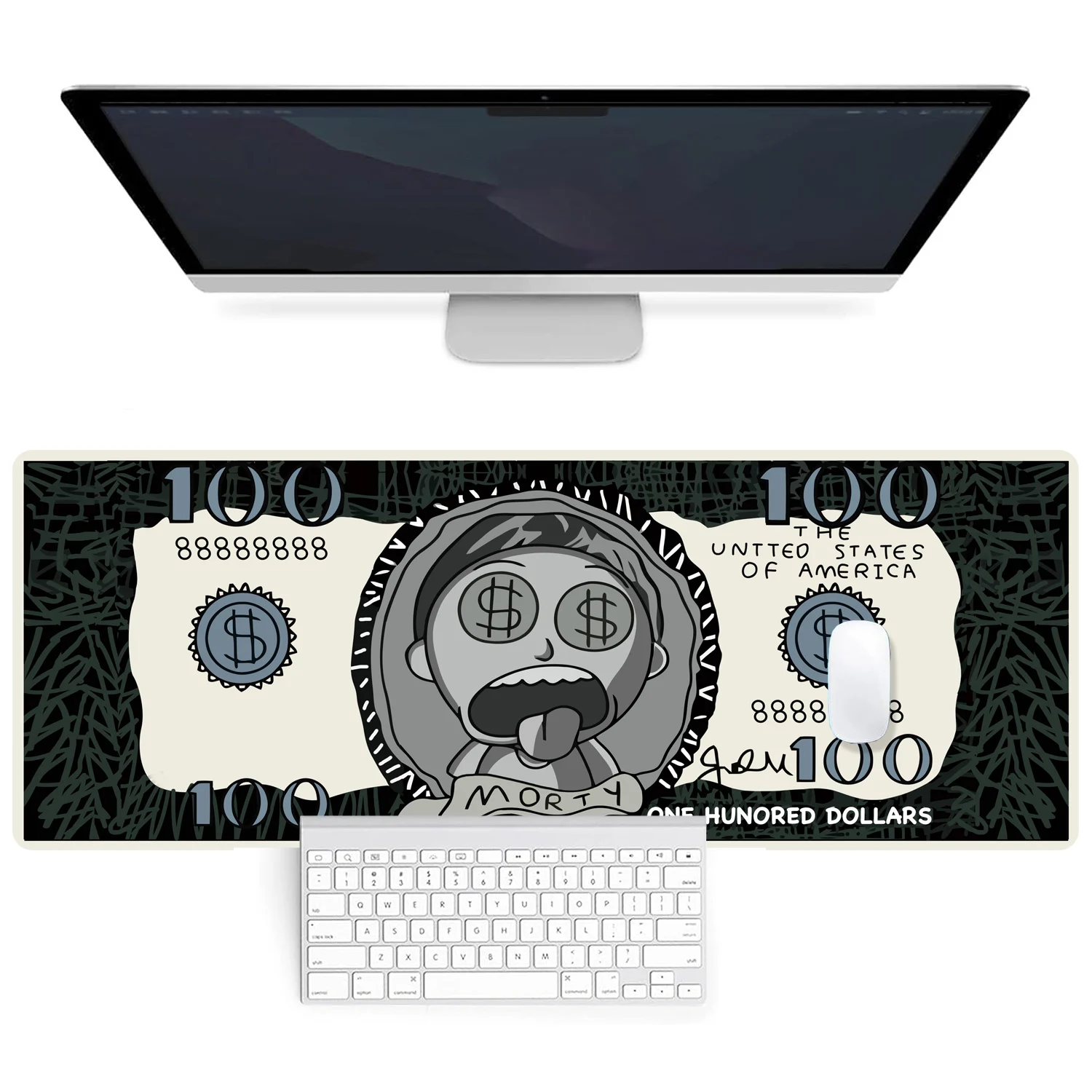 100 Dollar 31.5 X 11.8 Inch Keyboard Mouse Pad, 3D Gaming Mouse Pad, Gift Mouse Pad With Non-Slip Rubber Base 2
