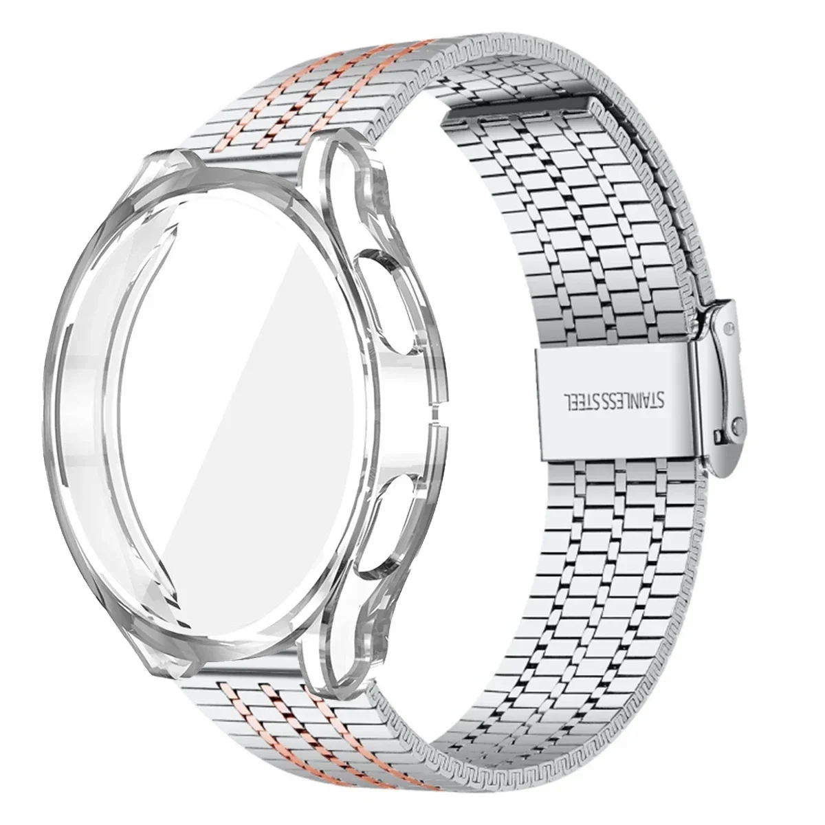 Enhanced Protective Stainless Steel Strap with TPU Bumper Case