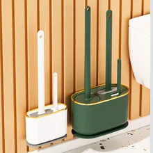 Luxury Hanging Corner Toilet Brush Clear Cute Silicone Holder Toilet Set Bowl Cleaner Bathroom Cleaning Escova Furniture OA50TB