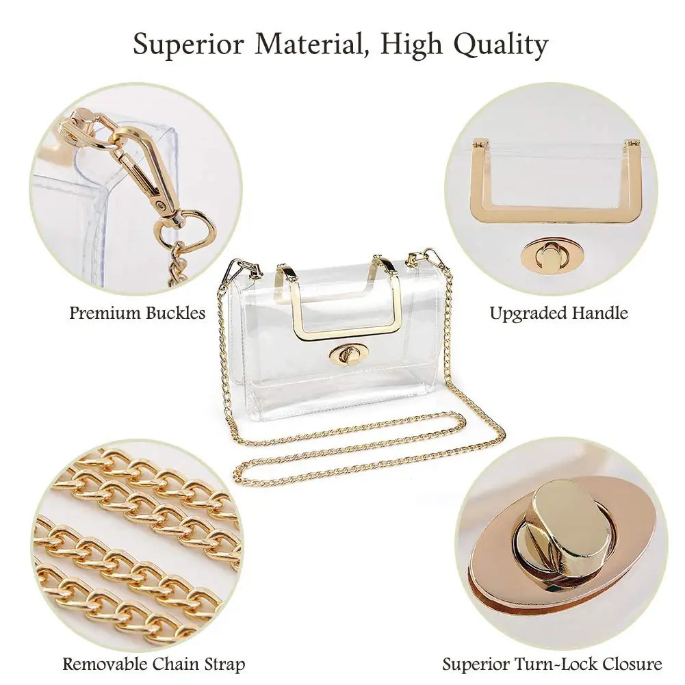 Ladies Clear Clutch Messenger Bag Shoulder Bag Detachable Gold Chain Strap  Sac De Messager Fast Drop Shipping 2022 - AliExpress