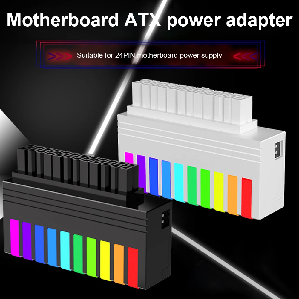 ATX 24 핀 90 도 전원 커넥터, 5V 3 핀 ARGB 24 핀 암-수 90 도 전원 어댑터, 마더 보드 데스크탑 PC용 DIY