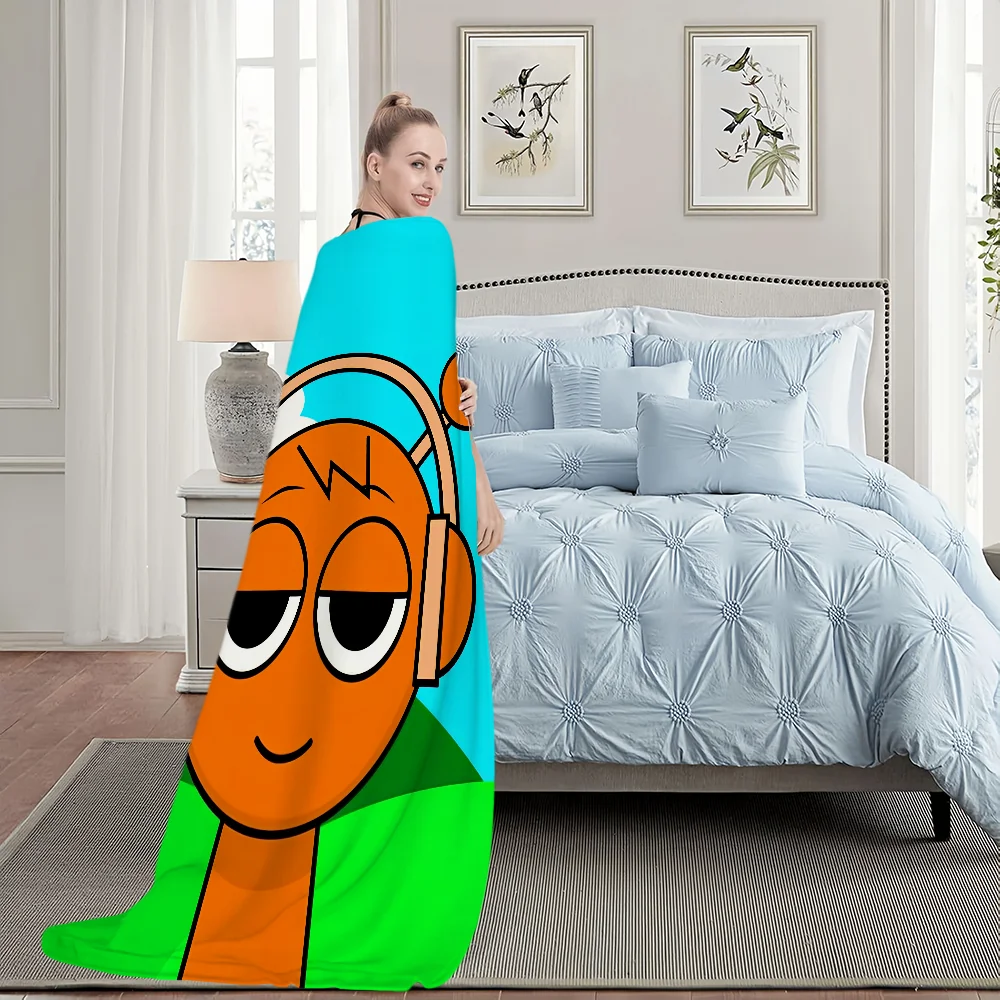 Cartoon S-Sprunki Pattern Incredibox Blanket Plush Nap Sofa rug for Living Room Office Bedroom Birthday Home Travel Kid Gifts 5