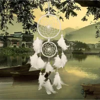 White Second Ring Dreamcatcher Home Hanging Wedding Celebration Decoration Feather Handicraft Wind Chimes Pendant Gift 1