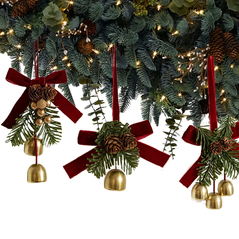 Description Picture 2 of itemChristmas Pendant Christmas Tree Hanging Ornament Christmas Decoration Xmas Velvet Bow Pine Cone Bell Fabric Decoration Supplies