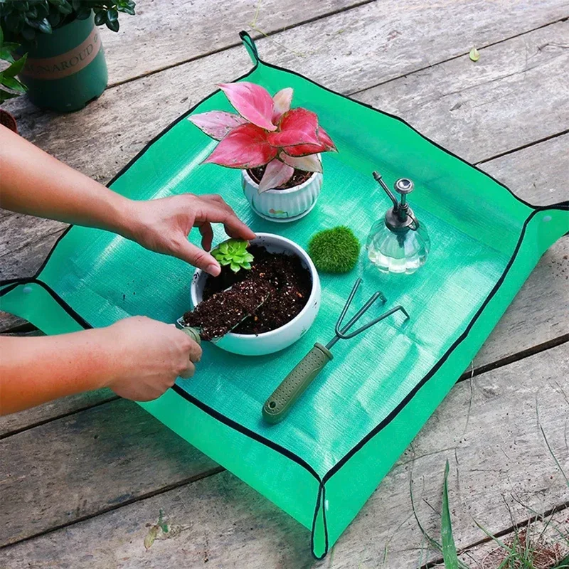 Flower Pots Planting Mat Waterproof Transplanting Mats Foldable PE Plant Repotting Mat Gardening Planting Home Gardening 1pc