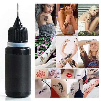 Tatuaggio Temporaneo Adesivo per il Corpo, Tatuaggio Temporaneo Liquido 10ml, Pasta per Tatuaggi Nera, Marrone, Rossa, Marrone Scuro, Coni di Henné Indiano