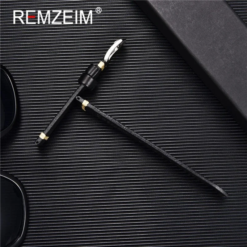 REMZEIM Premium Genuine Leather Green Watch Strap with Solid Clasp