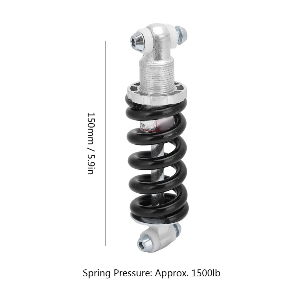 150mm 1500lbs 자전거 충격 흡수 장치 실버&블랙 알루미늄 합금 후방 충격 흡수 장치 간편한 설치 스프링 충격 흡수 장치
