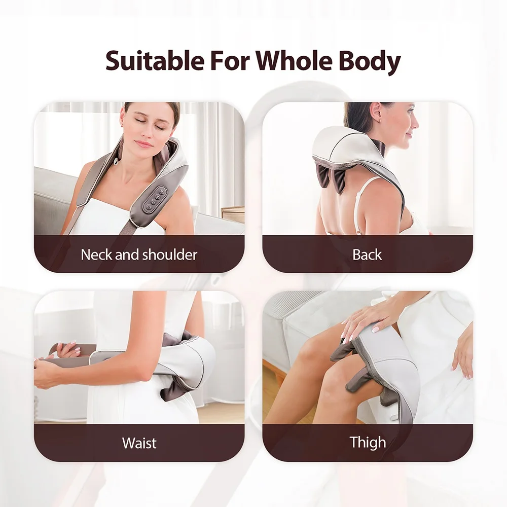 Foreverlily Powerful Neck And Shoulder Massager Wireless Shiatsu Kneading Neck And Back Massage Shawl Trapezius Massager
