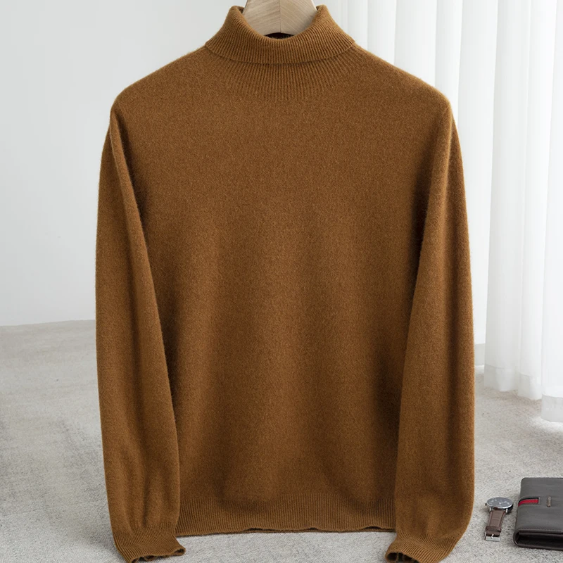 Autumn and winter solid color turtleneck 100% pure wool loose fashion pullover knitted cashmere sweater
