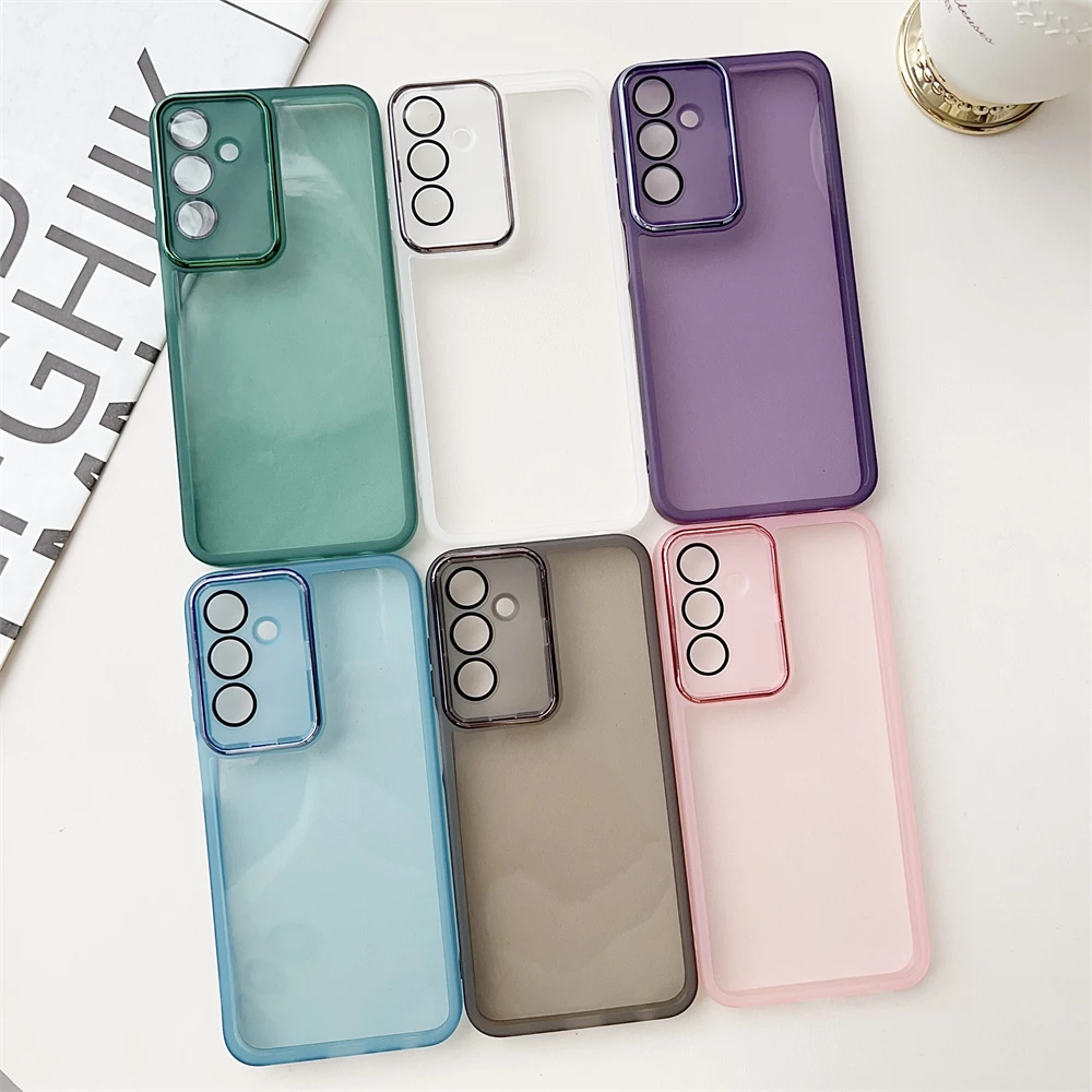Transparent Shockproof Camera Lens Protection Phone Case - Clear & Colorful Cover