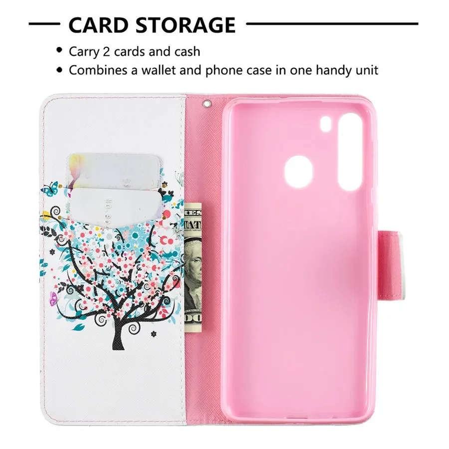 Elegant Magnetic Flip Leather Wallet Case with Artistic Paintings Design