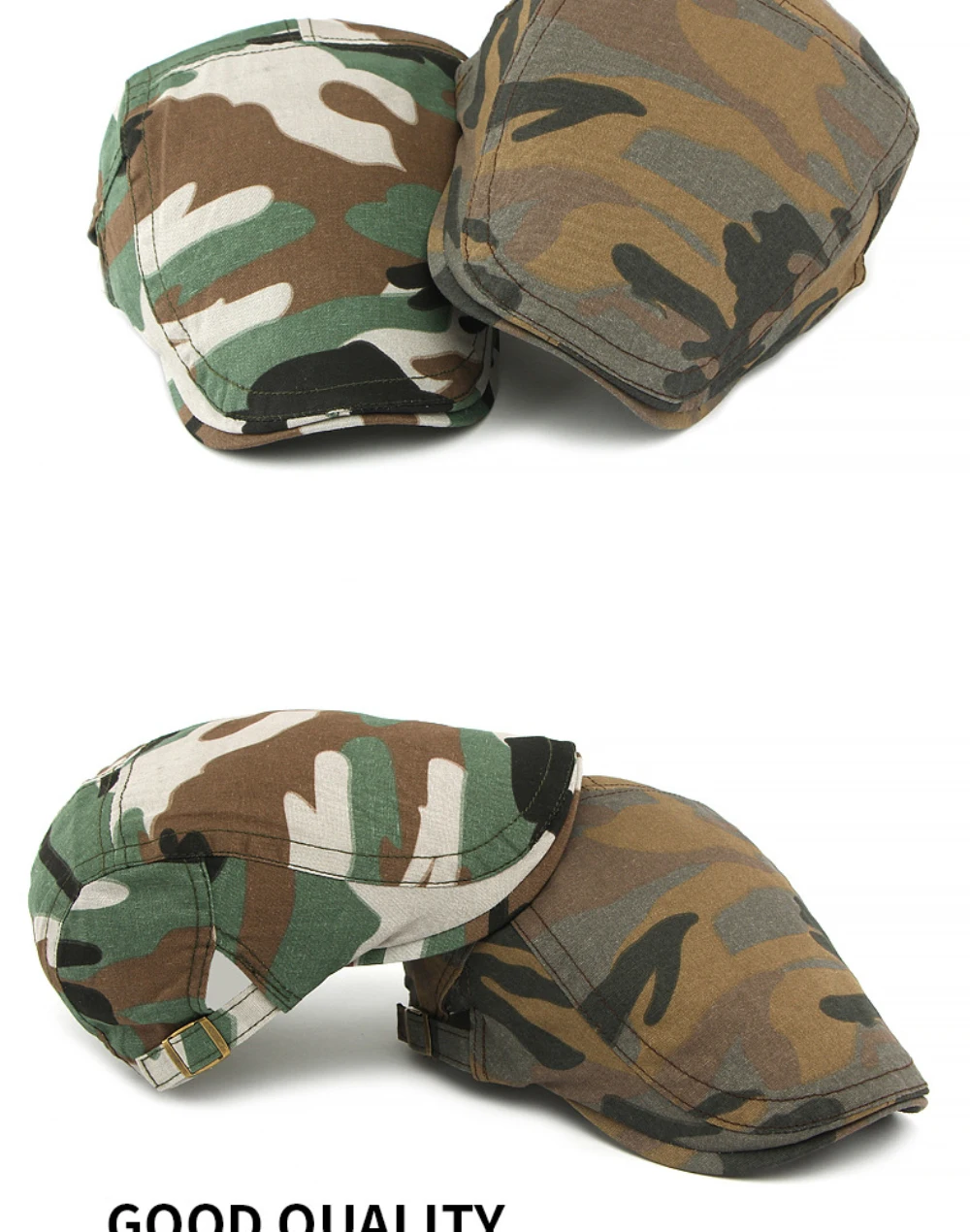 HT4837 Herren Berets Frauen Frühling Sommer Sonne Kappe Künstler Maler Baskenmütze Hut Männlich Weiblich Einstellbare Ivy Flache Kappe Camouflage Baskenmütze Kappe – Detail 3