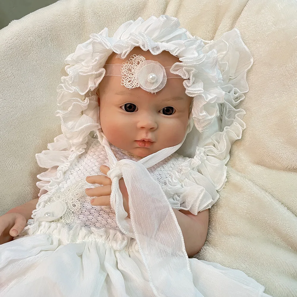 

Attyi 45CM Full Body Solid Silicone Baby Girl Reborn Doll Lifelike Handmade Painted Silicone Newborn Dolls bebes rerbon silicona