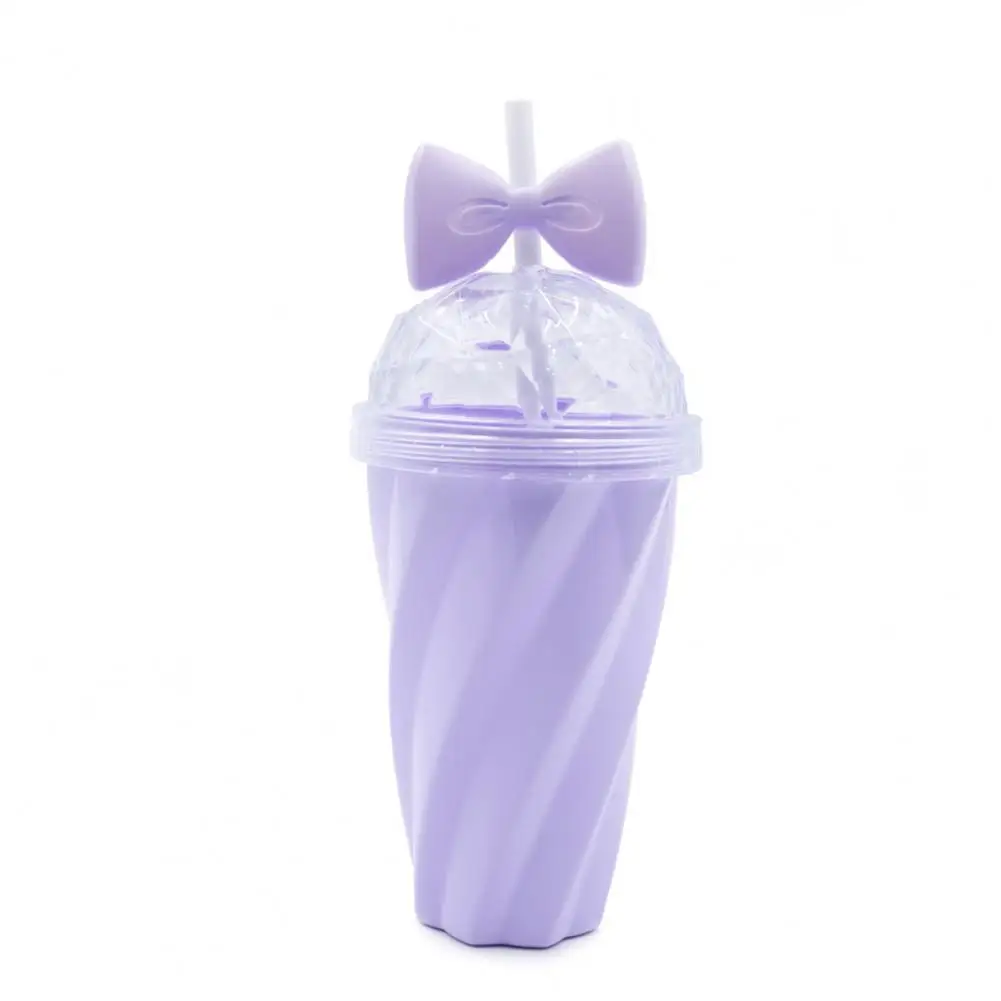 380ml Straw Water Bottle for Grils Water Cup Bowknot Decor Plastic Straw Cup Drinking Bottle botella de agua бутылка для воды