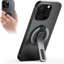 Magnetic 360° Rotating Silicone Phone Grip and Kickstand with Innovative Pressure - Relief Design (Gray)