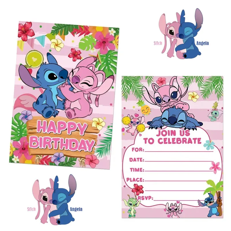 Carte d'invitation de fête CAN o Stitch pour enfants, sac cadeau,  fournitures de fête préChristophe