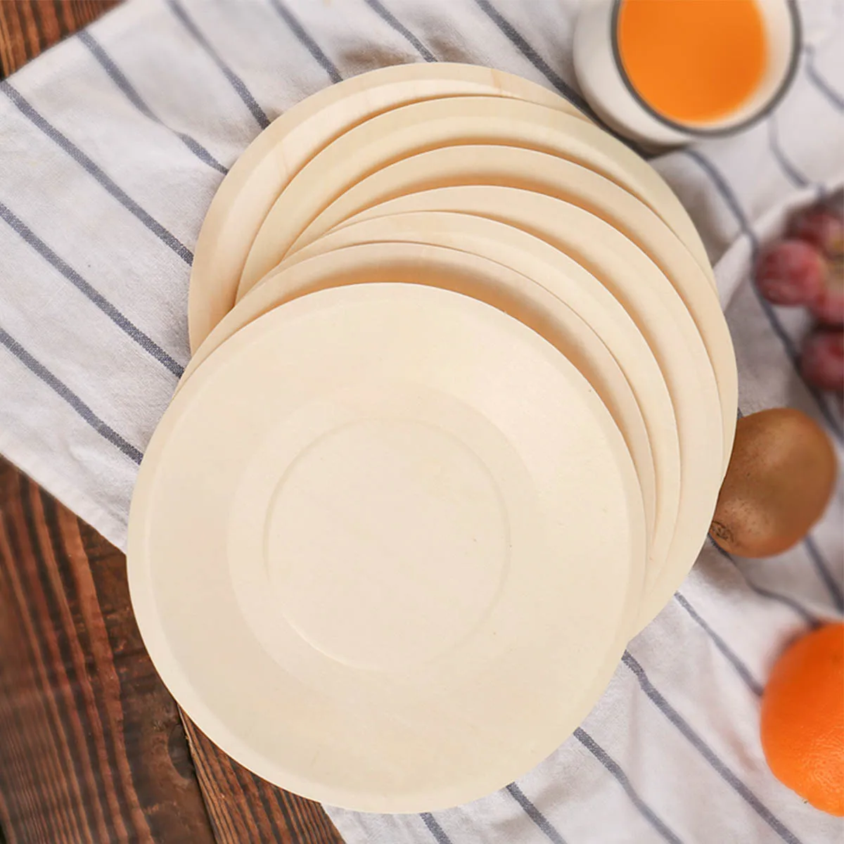 

10 Pieces x Home Party Wedding Disposable Tableware, 160mm Natural Pine Wood Plate