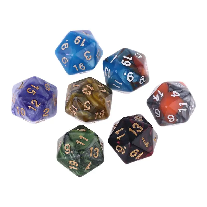 

652D 7pcs D20 Polyhedral Muti-sided Numbers Dials Table Board Role Playing Game for Bar Pub Club Party
