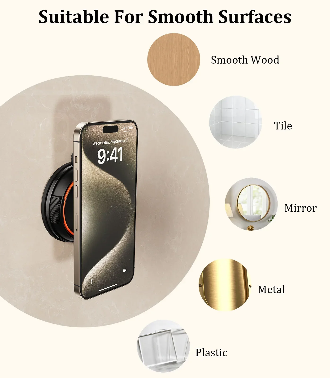 Eary Phone Holder Mount For Wall With 360 Rotation Adjustable Stable Suction Cup Stand Fit For Desk Kitchen Bathroom Mirror Gym