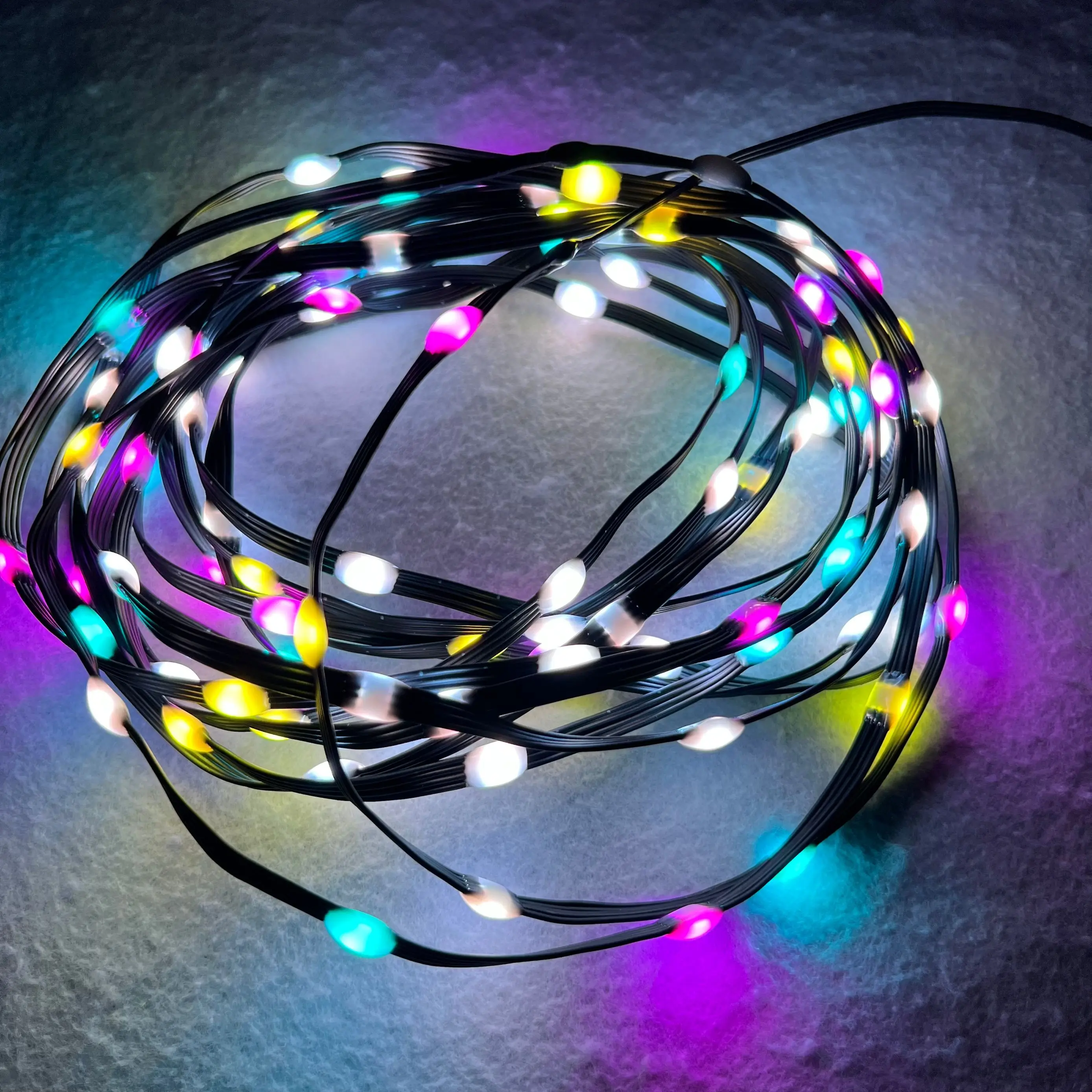 DC5V 12V 1000/3000ct Black Wire WS2815 Dual Signal 4Pin LED