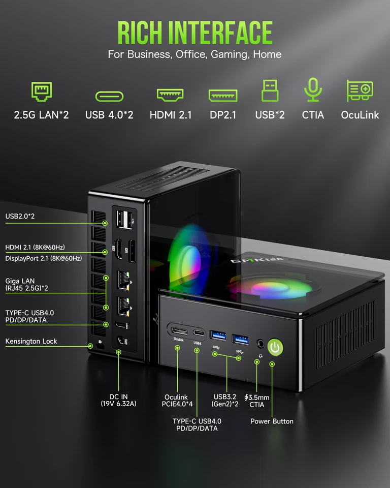 GMKtec NucBox K11ミニPC Ryzen 9 8945HS AMD Ryzen™ 9 8945HS -- NucBox K11