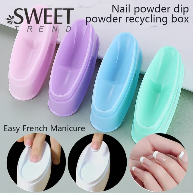 Powder Glitter Dust Dipping Tray Storage Box Nail Art Design Tools Powder Container French Tray Manicure Accessory Nail Supplies