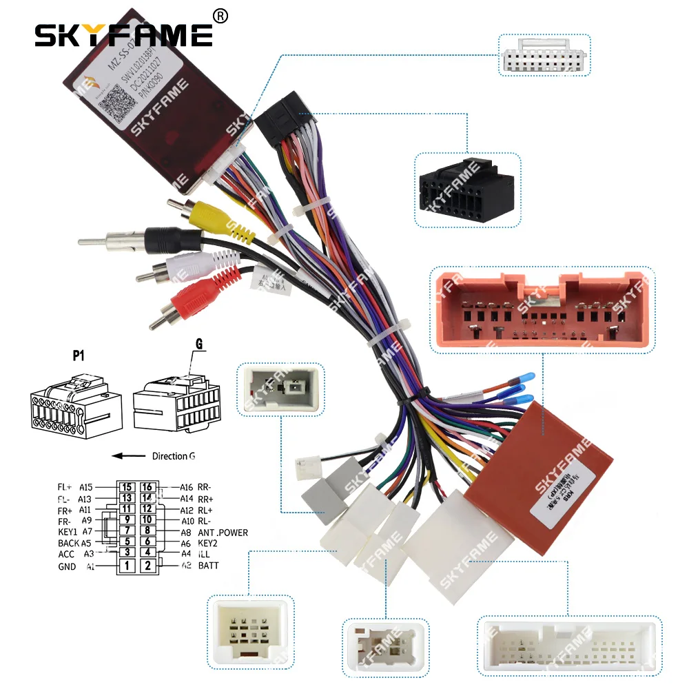 SKYFAME Car 16PIN Android Wire Harness Adapter Canbus Box Decoder car wire cable adapter For Mazda 6 Atenza CX-5 CX5 MZ-SS-07A