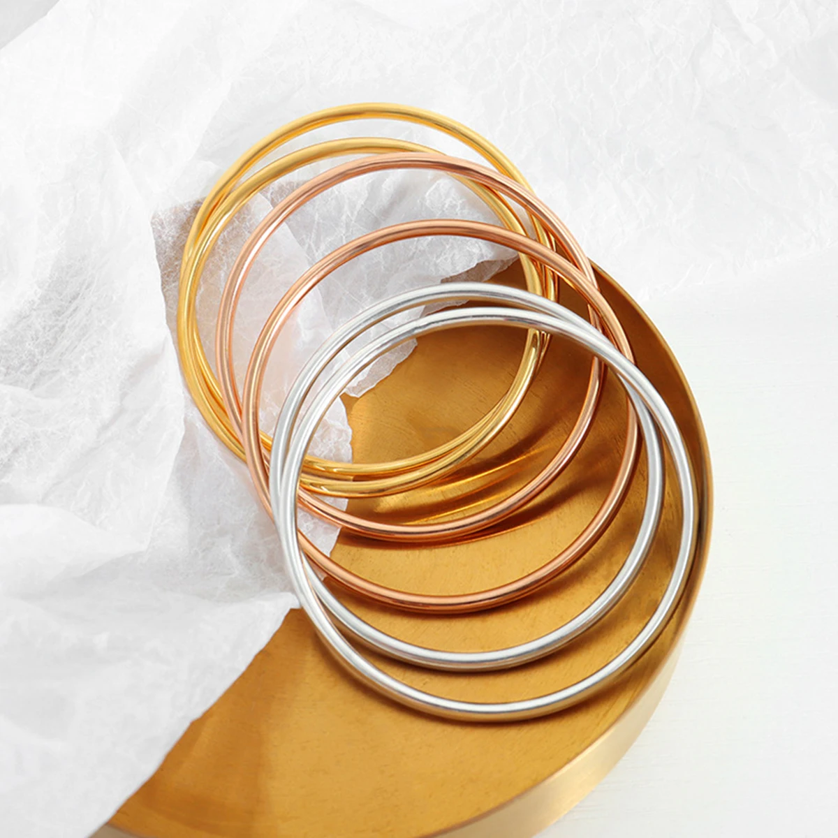 Fashionable Stainless Steel Bracelet For Women Round Minimalist Elegant Gold Color Bracelet Women's Accessories Popular Jewelry 1