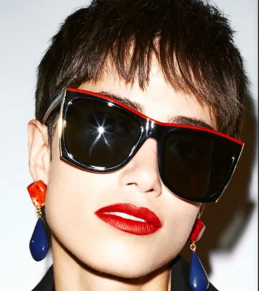 Earrings Retro Light Luxury Fashion Exaggerated Red Blue Contrast Color Resin Ear Clip For Women Aretes De Mujer Pendientes