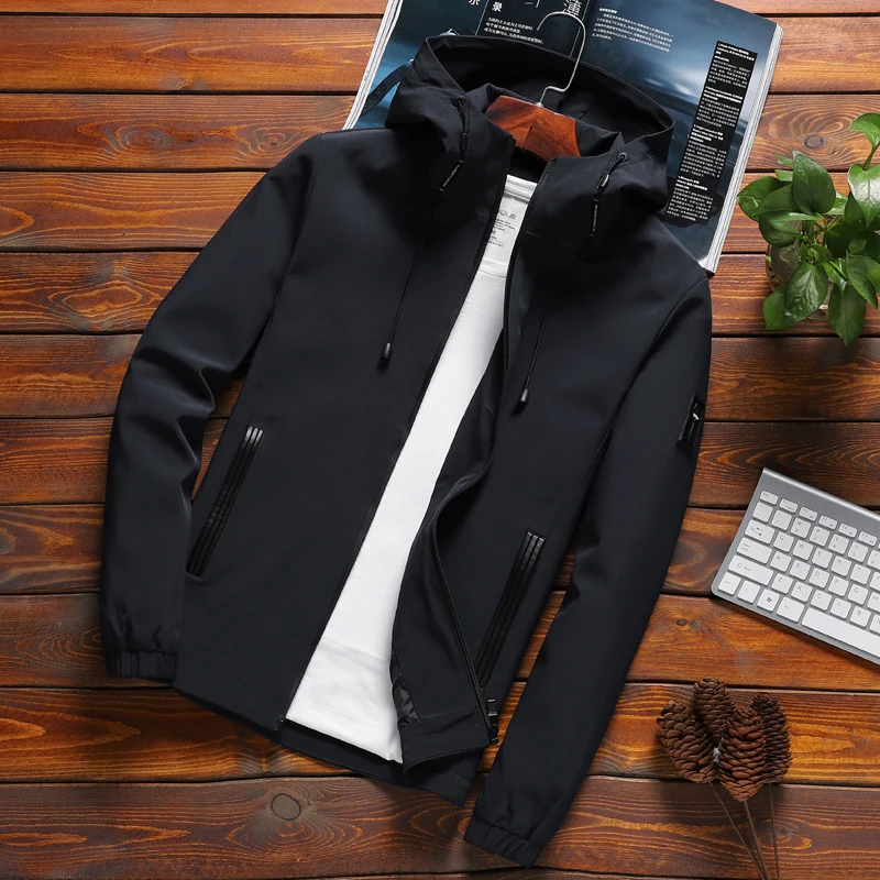 Bomber Jacket Men Waterproof Thin Mens Jackets Solid Color Spring Autumn Casual Coat Overcoat For Male Clothing LUYZJZEN | Мужская