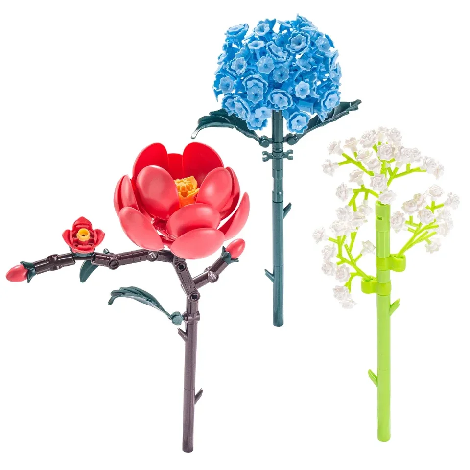 2025 Nuovi blocchi di costruzione Idee MOC Bouquet romantico Tulipani Fiore di rosa Mattoni Decorazione della casa Giocattoli Regalo creativo fai da te  26