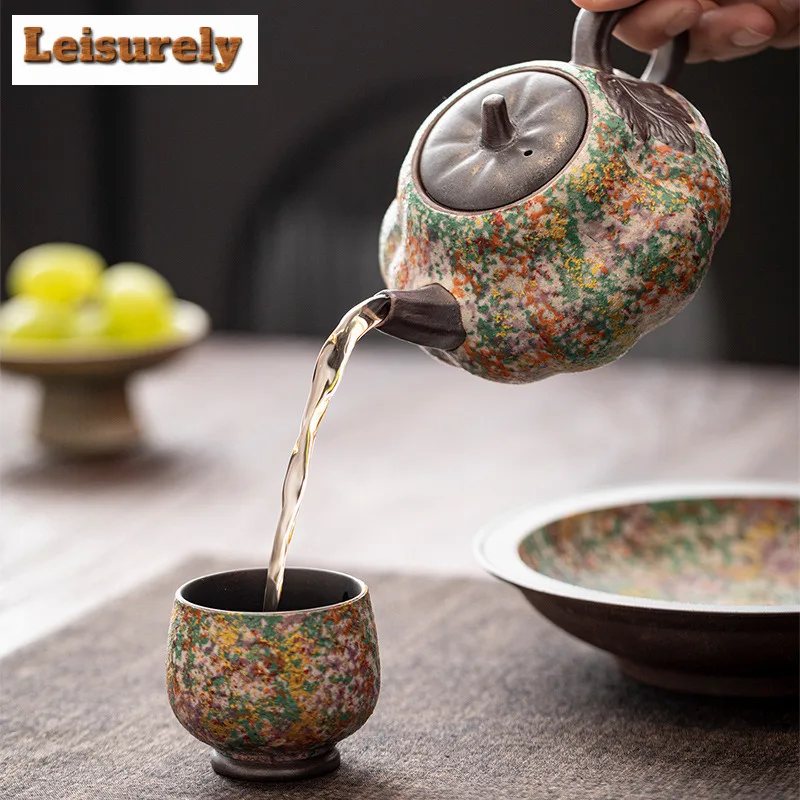 280ml Rock Painting Time Pumpkin Teapot Handmade Tea Infuser Pot Tea Maker Kettle With Ball Hole For Tea Accessories Ornaments