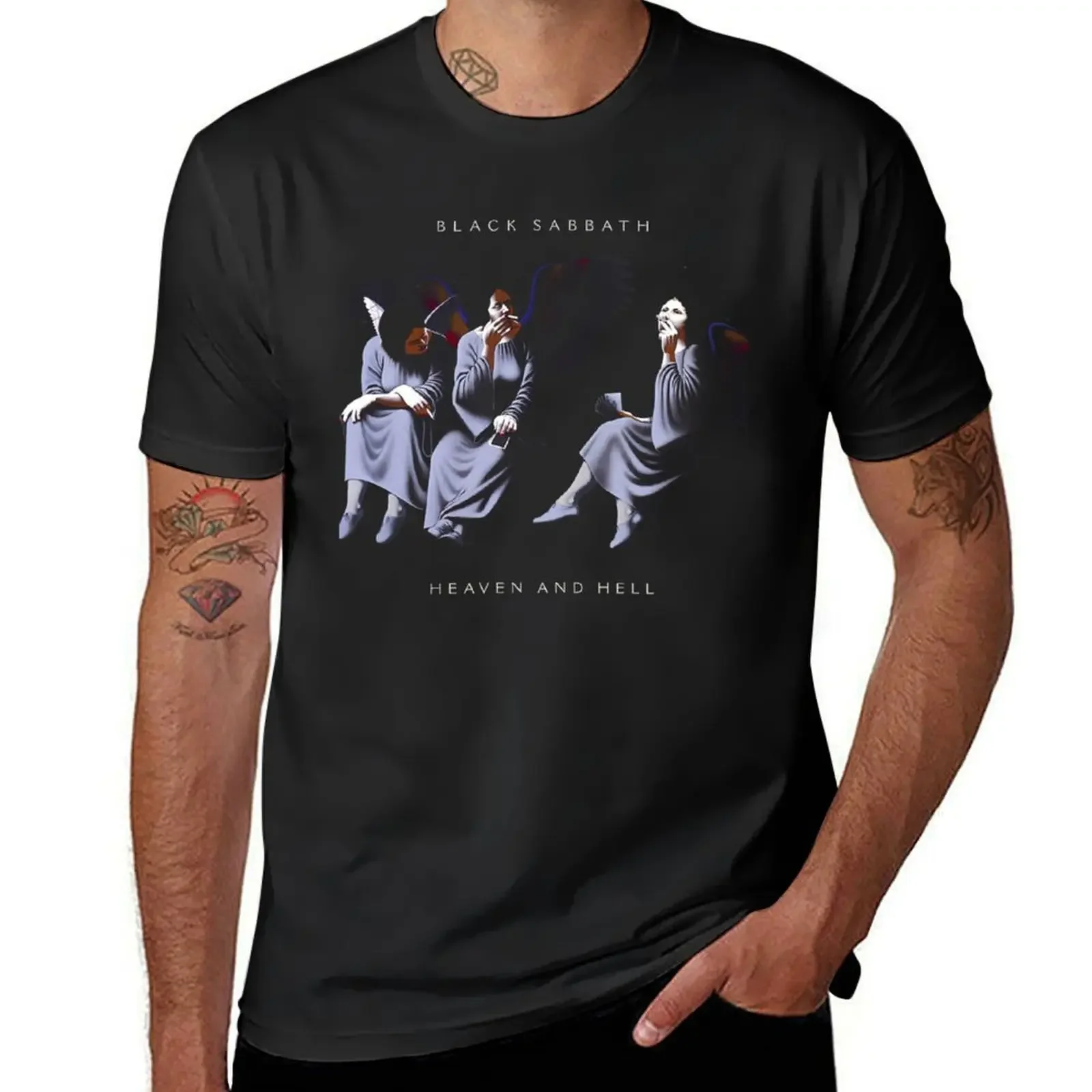

heaven black hell T-shirt summer top sweat quick drying mens clothing