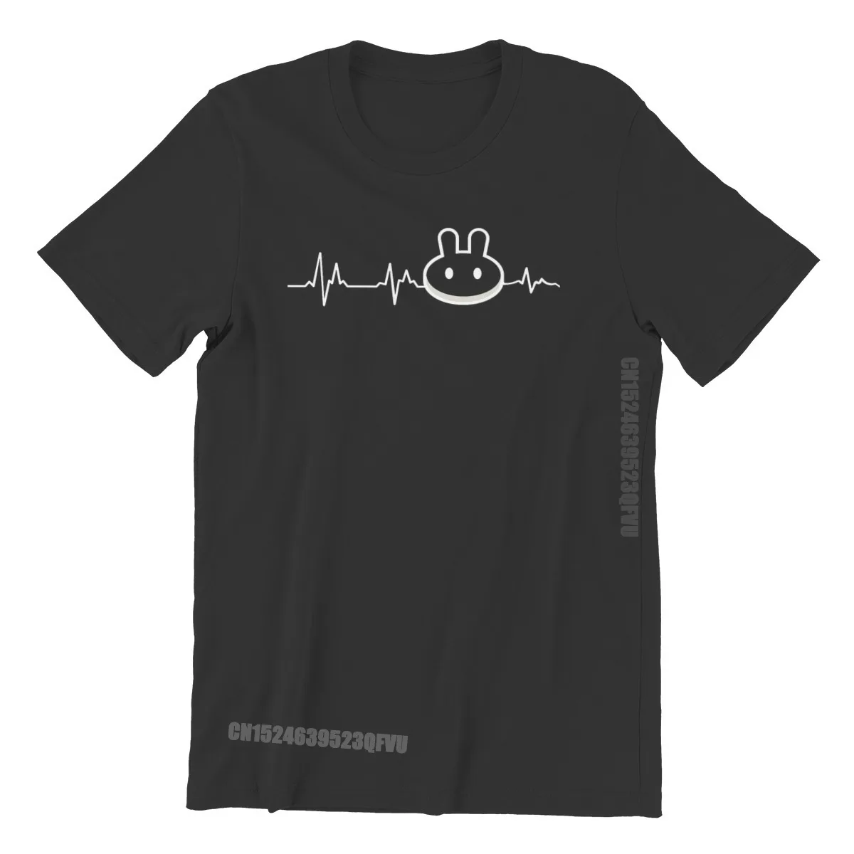 

To The Moon Heartbeat Tshirts For Male PancakeSwap Cake Cryptocurrency Miners Camisetas Fashion Men T Shirts Homme Printed Loose