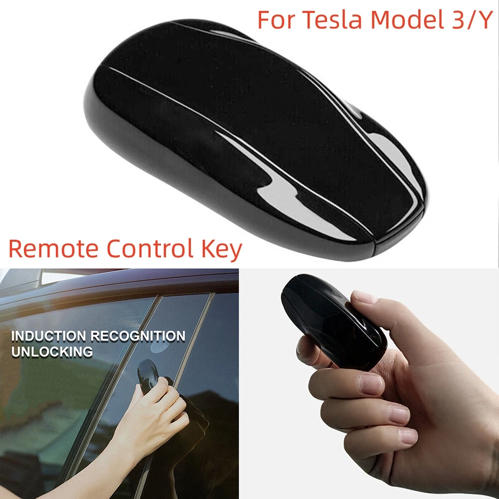 For Tesla Model 3 Y 2021 2022 2023 1pc Black Plaid Key Fob Smart