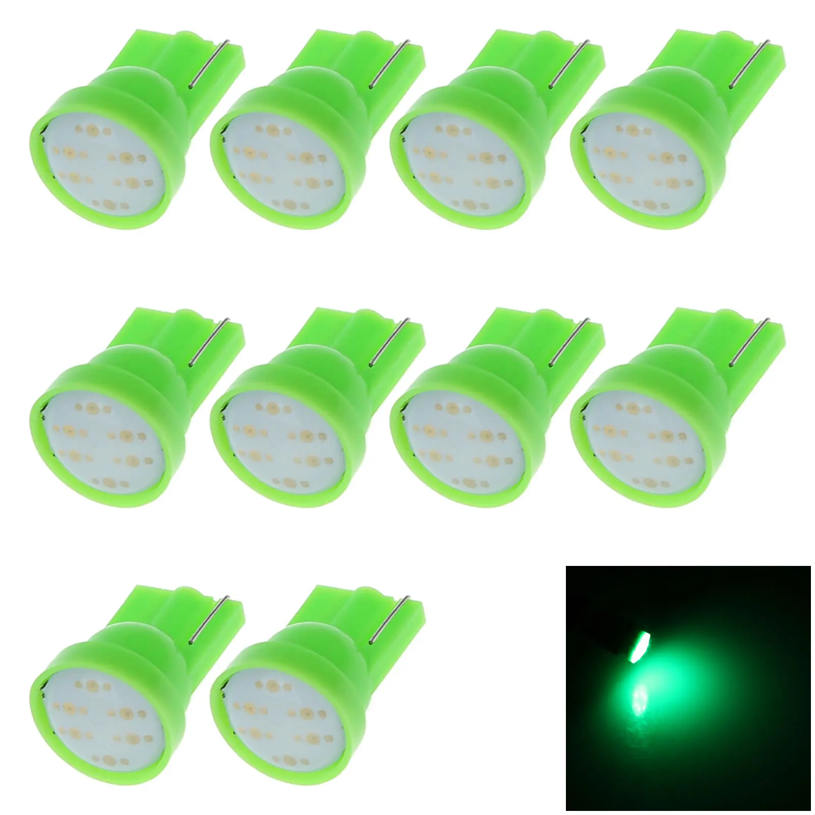 

10x зеленый RV T10 W5W задняя фотография фотосессия 1 излучатель COB SMD фонарь 1252 2450 фонарь