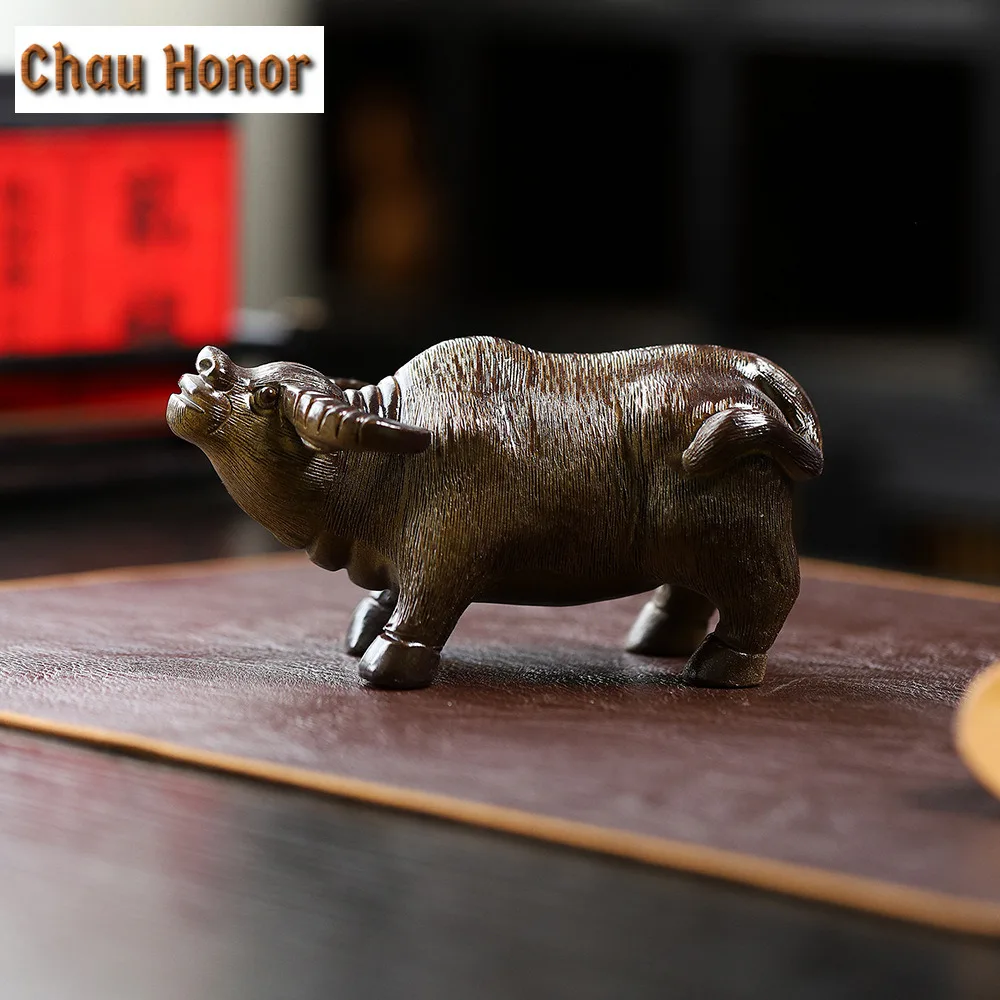 Handmade Color-changing Cow Purple Clay Tea Pet Vintage Flowerpot Landscaping Tea Figurine Play Toys Tea Statue Ornaments