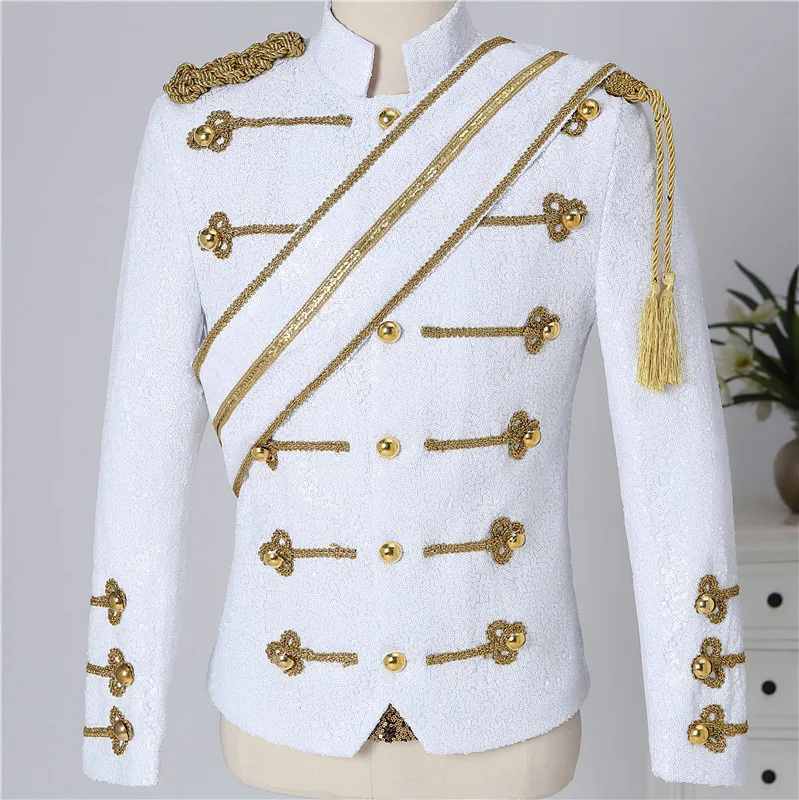 Modern Michael Jackson Sequined Performance Outfit New Men's Banquet Guest Band Rock Singer Costume Stand Up Collar Jacket