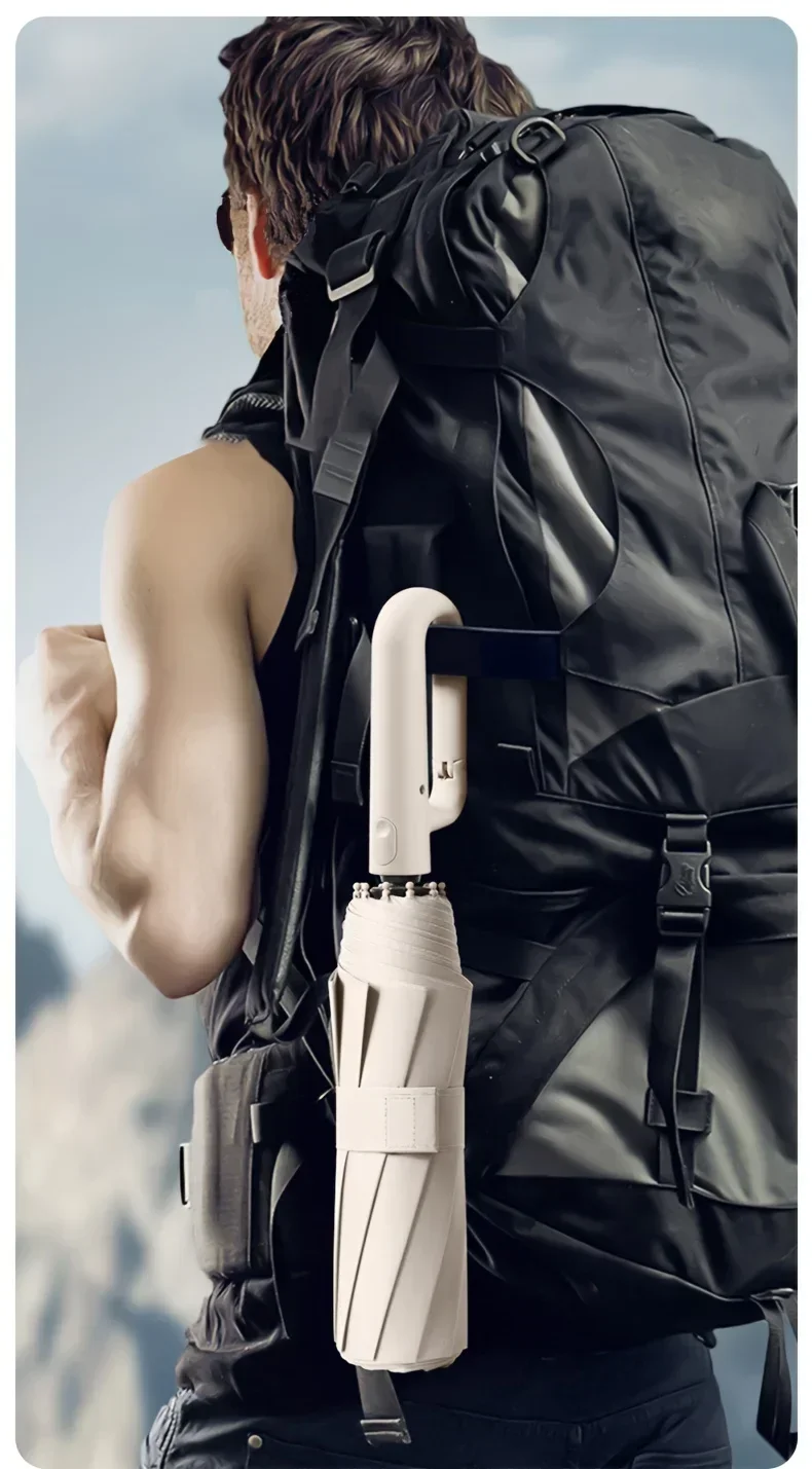 Description Picture 2 of item30 Bones Windproof Strong 105CM Reinforced Automatic Folding Umbrella for Men, Large Buckle Handle Wind and Water Resistant