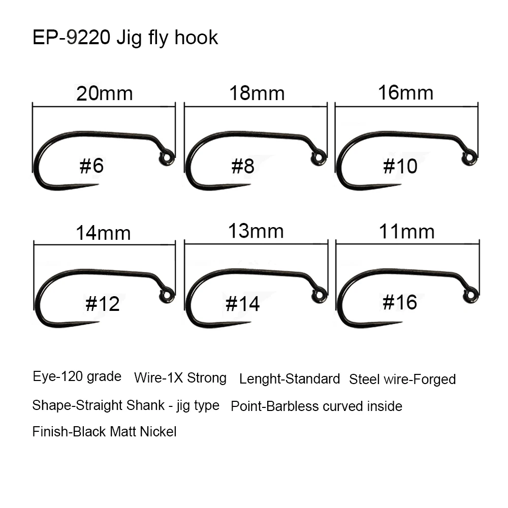 Aventik Eupheng 100 Stück Wettkampf-Fliegenhaken ohne Widerhaken für Trockenfliegen, Nymphen, Garnelen, Puppen, Larven, Jig-Fliegenbinden und Angelhaken – Detail 2