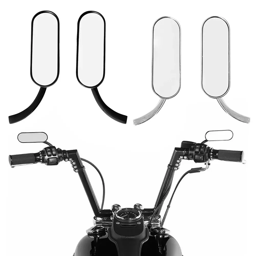 

8mm&10mm Black Mirrors For Harley Touring Electra Glide Dyna Fatboy Softail Sportster Motorcycle Left +Right Mini Oval Mirror