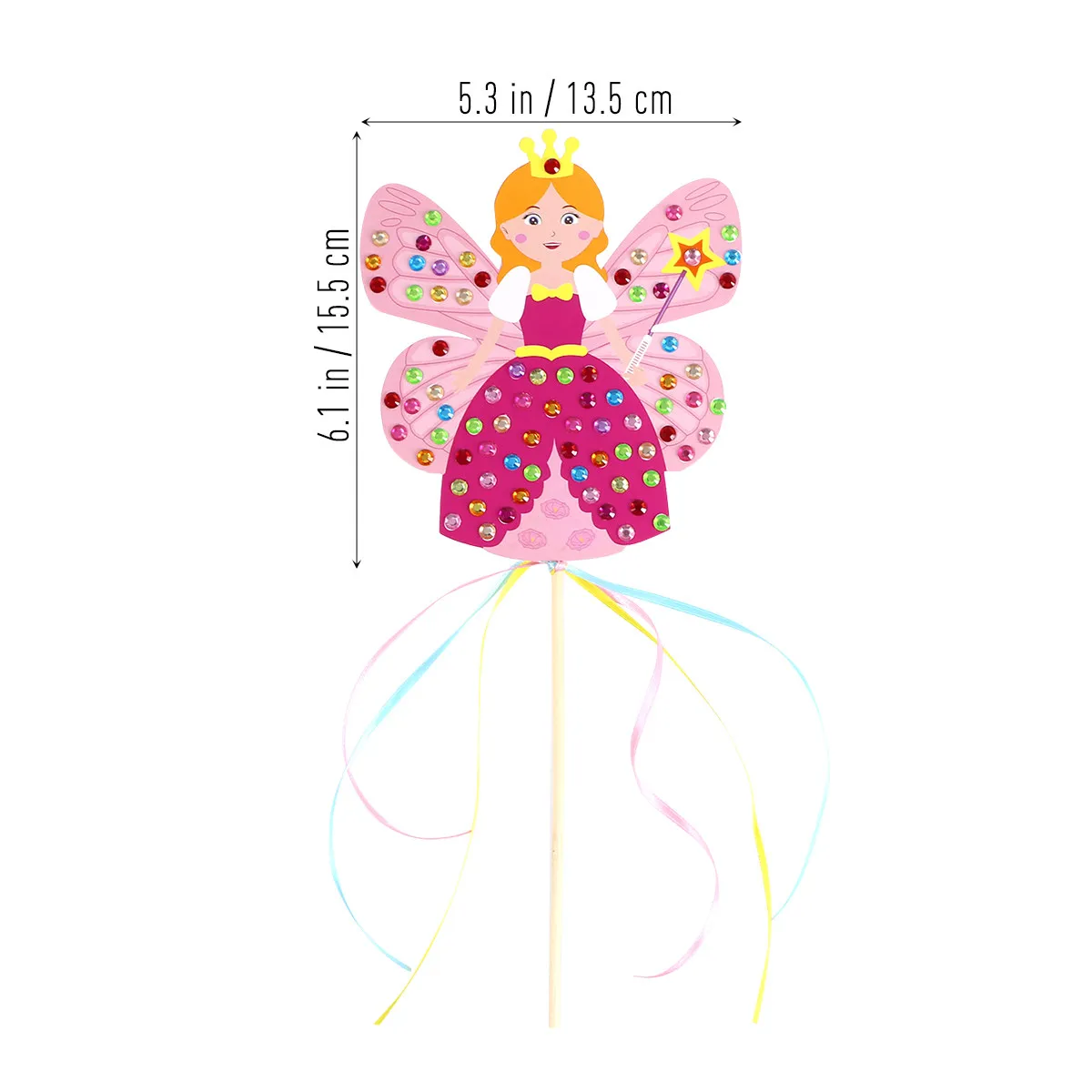 2세트 컬러 다이아몬드 요정 지팡이 DIY 만들기 키트 어린이 교육용 유치원 교실용 밝은 색상의 공예 재료