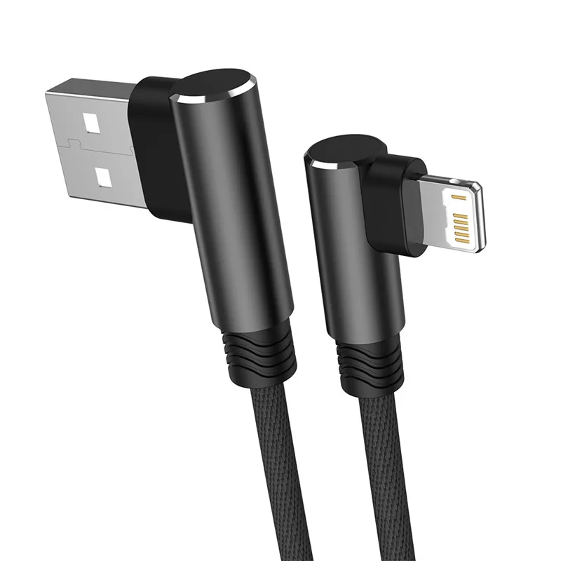 Right-Angle Fast Charging USB Cable – Extra Long Mobile Phone Data Charger