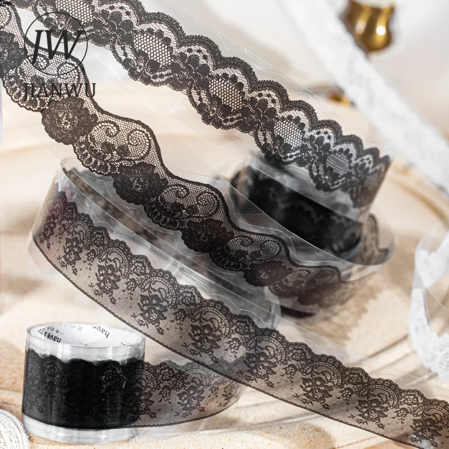 JIANWU 30mm*200cm Lace Ribbon Series Vintage Flower Lace Landscaping Material Collage PET Tape Creative DIY Journal Stationery 2