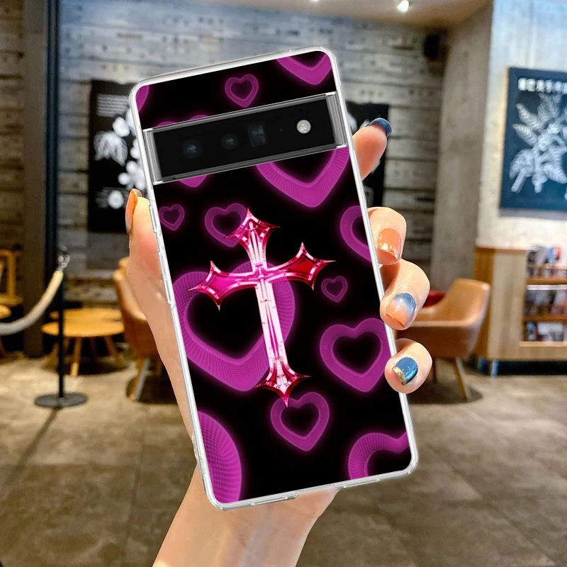 Luxury Bling Glitter Gothic Cross Phone Case - Soft TPU Transparent Shell
