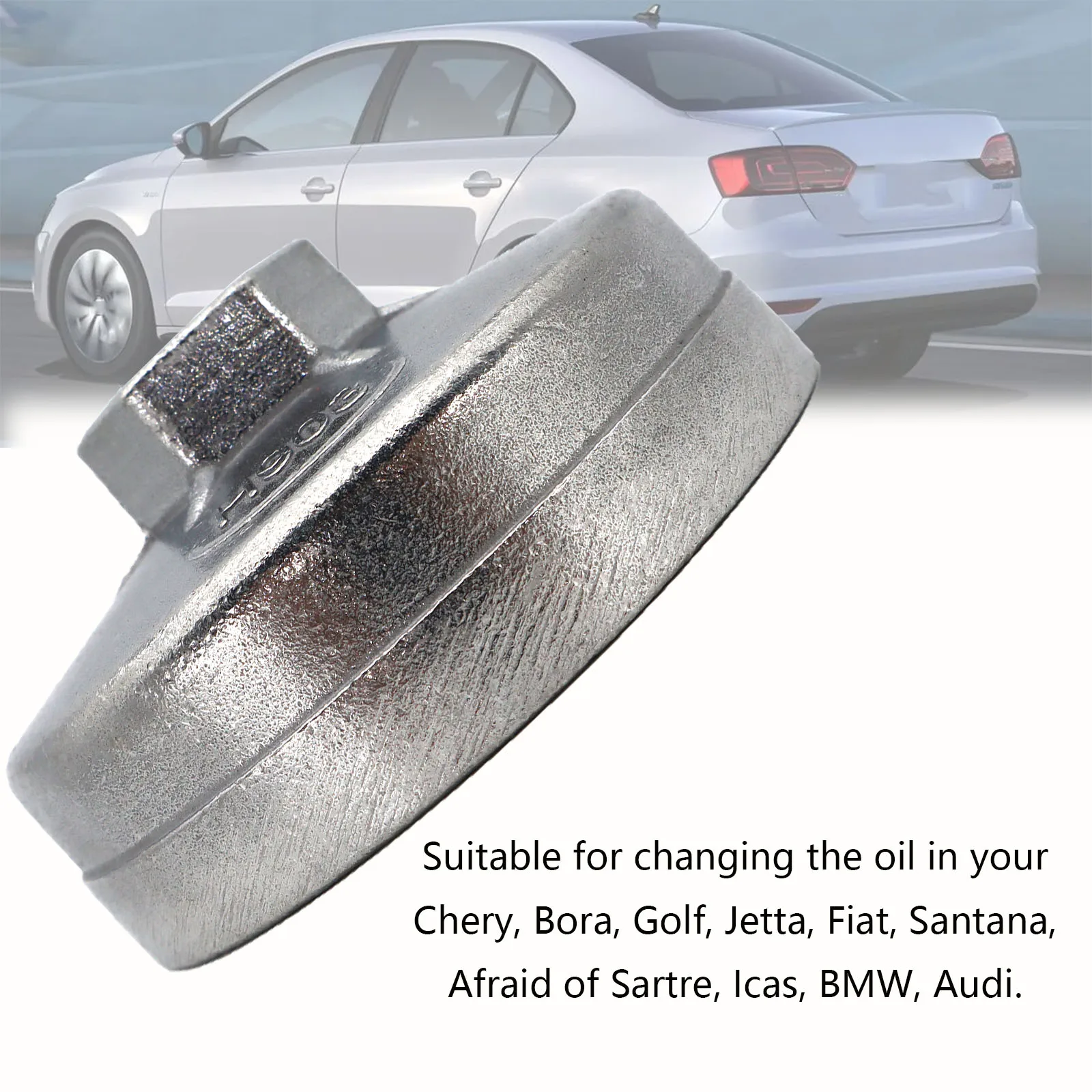 1 Car Oil Filter Wrench Aluminum Alloy 74mm x 14 Flute Silver Removal