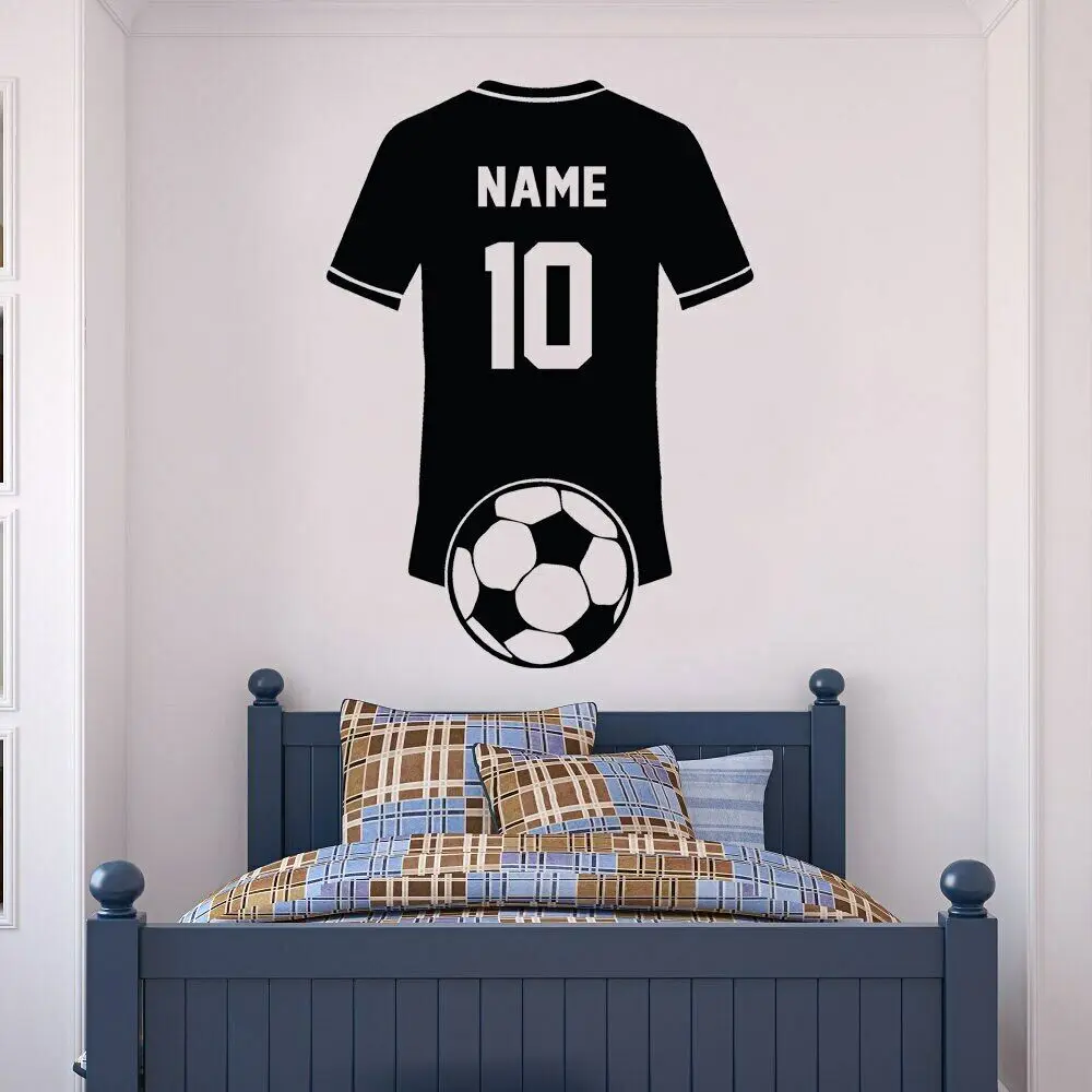Personalized Name & Number Football Shirt Wall Decal Vinyl Home Decor for Boys Room Bedroom